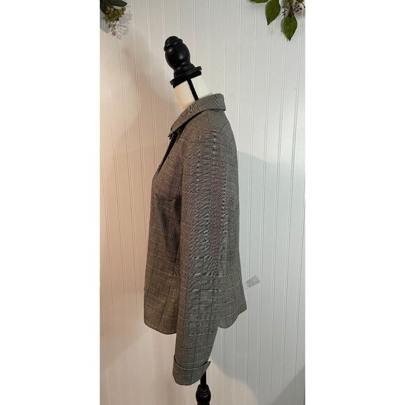 Harve Benard Womens Gray Plaid Wool Blazer Jacket Size 12 With Button Front - Picture 9 of 15